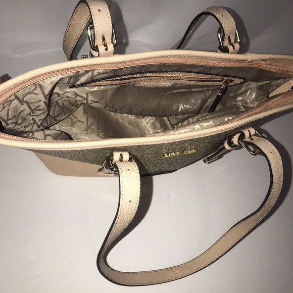 CALVIN KLEIN BLUSH MONOGRAM LOGO TOTE PURSE - Picture 4 of 12